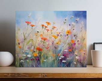 Abstract Wildflower Field Wall Art Print | Colorful Abstract Field of Flowers Canvas Print | Floral Landscape Artwork | FL3