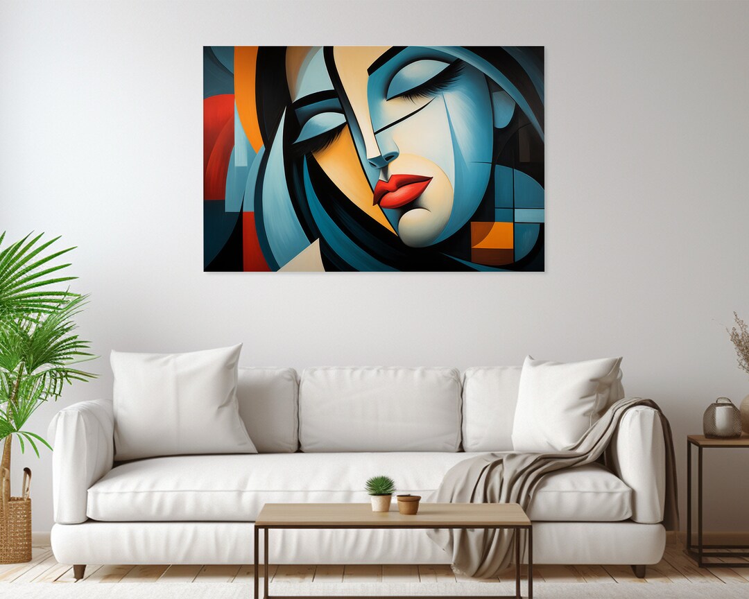 Abstract Cubism Woman's Face Artwork Gallery Wrapped Canvas Eye ...