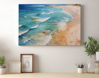 Beachy Wall Art Canvas Print | Coastal Wall Art Landscape Painting | Ocean Wall Art for Beach House | Beach Scene | BE21