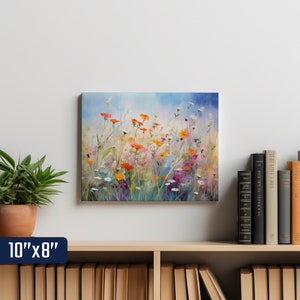 Abstract Wildflower Field Canvas | Modern Floral Landscape Wall Art for ...