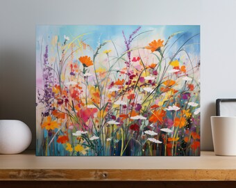 Wildflower Field Canvas Art: Abstract Floral Landscape Print - Etsy