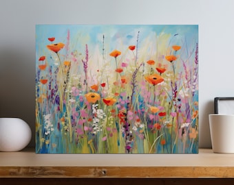 Wildflower Field Canvas Art: Abstract Floral Landscape Print - Etsy