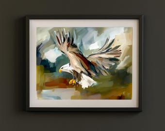 Bald Eagle Abstract Art Print | Modern Wildlife Wall Decor for Office or Home