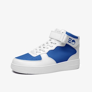 Blau-weiße KOREA-Schuhe / Unisex High Top Leather Sneakers / K-Pop, K-Drama und K-Fashion Lovers