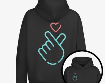 Finger Heart - Neon / Unisex Hoodie / K-Pop, K-Drama, K-Fashion, Unique Korean-Inspired Apparel and Merch