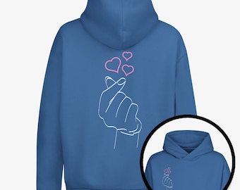 Cute Finger Hearts / Unisex Hoodie / K-Pop, K-Drama, K-Fashion, Unique Korean-Inspired Apparel and Merch