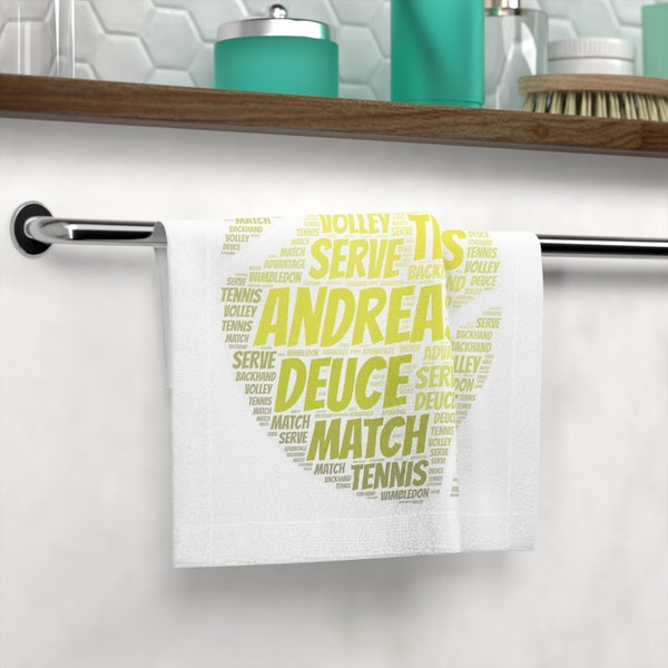 Personalized Tennis Face and Hand Towel Tennis Player Gift Sweat Towel for Active Tennis Player Tennis Tournament Essential Tennis Necessity