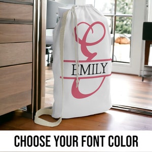 Monogram Laundry Bag Dorm Essential Travel Bag with Name College Graduation Gift Laundry bag for Kids Camping Overnight Bag Travel Essential