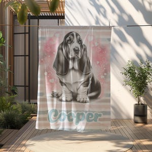 Personalized Basset Hound Blanket: Cozy Velveteen Plush Dog Decor
