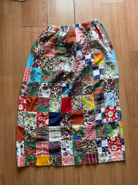 vintage quilted 70s handmade patchwork skirt
