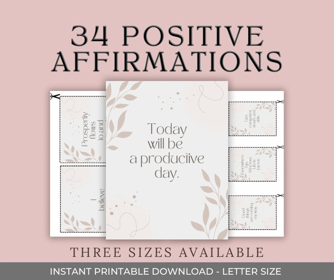 Printable Daily Affirmation Cards, Downloadable Positive Affirmation ...