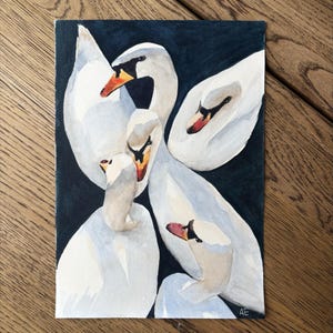 Original Swan Watercolor Painting: Elegant Wildlife Art, A4