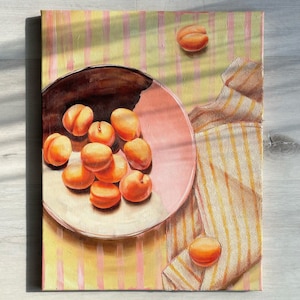 Apricots Still Life Oil Painting: Vibrant Kitchen Wall Art