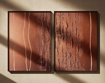 Textured Bronze Tree Bark Diptych – Cozy Home Decor