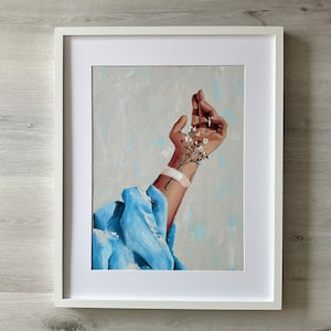 Original Oil Painting: Woman&#39;s Hand with Flowers, Contemporary Wall Art