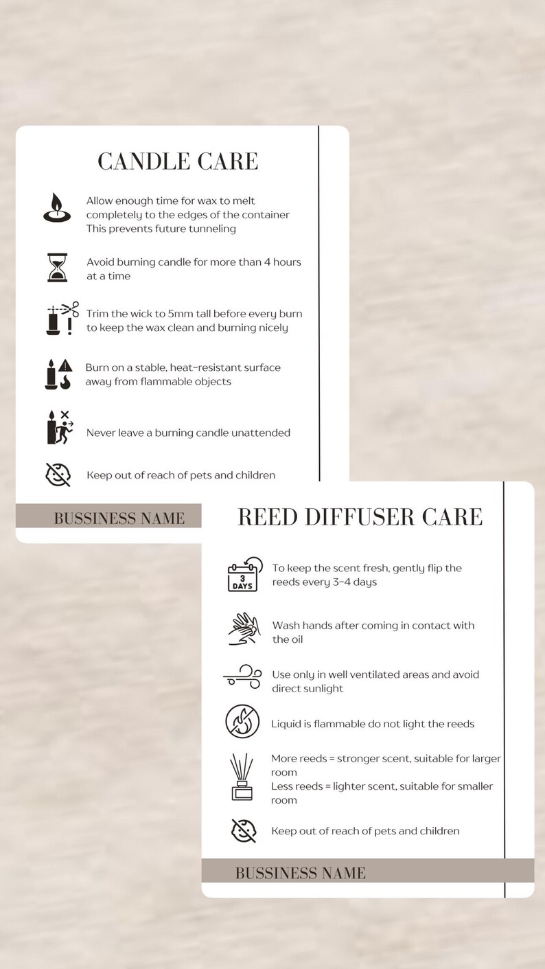 Candle & Reed Diffuser CARE - Etsy