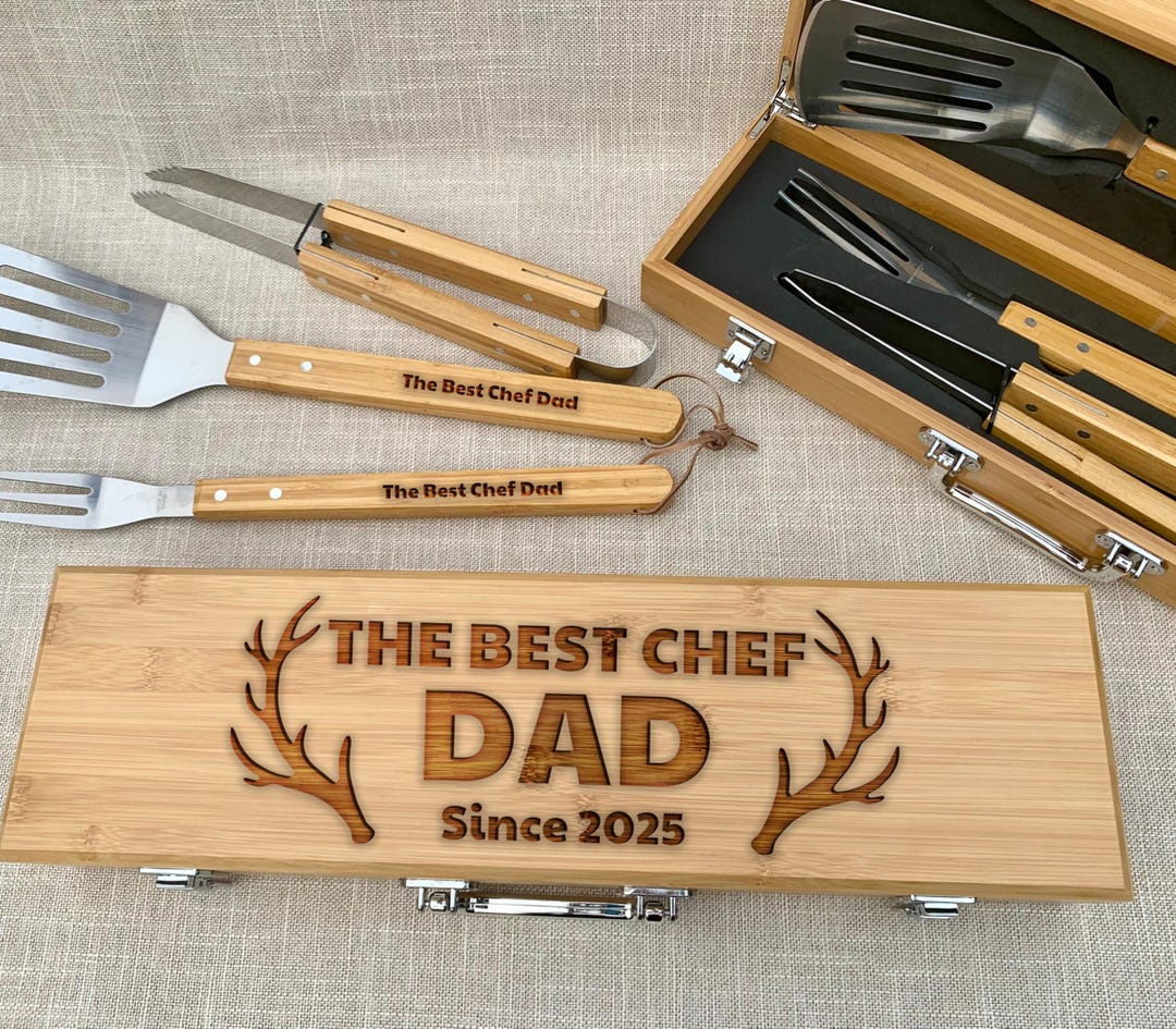 Custom Grilling Tools Engraved BBQ Set, Custom Grilling Tools With Bamboo Case, Grill Master ...