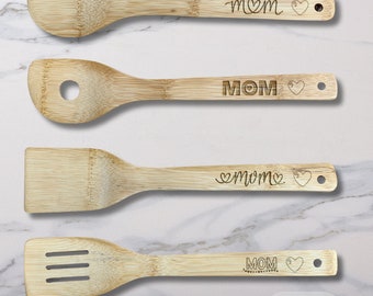 Personalisierte Holz Utensilien Set Geschenkidee für Mama als glückliches Muttertagsgeschenk