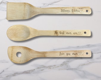 Personalisiertes Küchenutensilien-Set aus Holz, Geschenkidee für Schwiegermutter als glückliches Muttertagsgeschenk