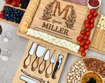 Personalized Charcuterie Board Set, Mothers Day Gift, Grandma Gift Idea From Daughter, Gift for Mom, Gift for Mother in Law, Engraved Board