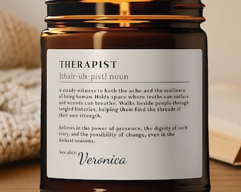 Personalized Therapist Scented Candle Gift, Soy Wax Custom Holiday Candle for Counselors, Thank You Gift, Social Worker Christmas Gift