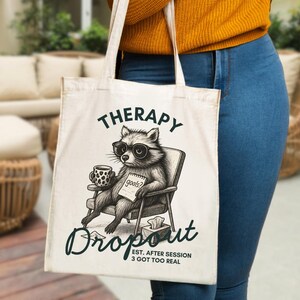 Mentale Gesundheit Tragetasche, Sarkastische Therapie Aussetzer Tragetasche, Psychische Gesundheit Geschenk, Waschbär Canvas Strand Tragetasche, Emotionale Gepäck Tragetasche, Therapeut Humor Geschenk