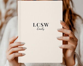 Personalized LCSW Hardcover Journal, Custom Licensed Social Worker Notebook Coworker Gift