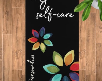 Personalized Yoga Mat, Chakra Flower Petal Non-Slip Rubber Mat, Lightweight yoga mat, Mental Health Awareness, Self-Care Gift, Yoga Gift