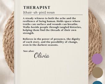 Personalized Therapist Hardcover Journal, Appreciation Gift for Social Workers, Counselors, Psychologists