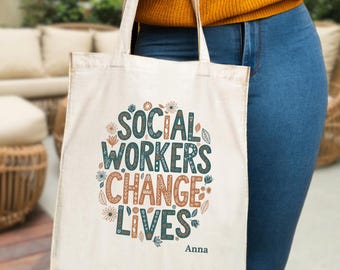 Personalized Social Worker Appreciation Tote, Custom MSW LCSW Gift, Coworker Holiday Exchange