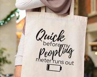 Borsa regalo divertente per introversi, borsa riutilizzabile in tela spiritosa per la salute mentale e l'ansia sociale, borsa regalo per libri di terapia in cui identificarsi