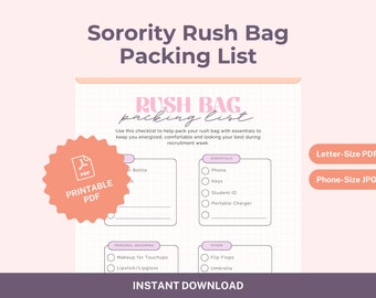 Sorority Rush Bag Packing List