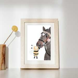 Kinderposter “Freunde fürs Leben”, Wandbild fürs Kinderzimmer, DIN A4 oder A3, Wandbild, Tierposter, Kinderzimmer, Babyzimmer, Biene, Pferd