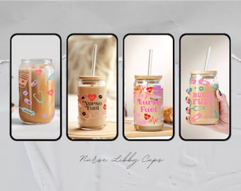 Nurse Petrol Libbey Cup, 16 Unzen, Krankenschwester Geschenk, RN Geschenk, Krankenschwester Becher, RN Grad Geschenk, Krankenschwester Kaffeetasse, Bierdose Glas mit Deckel und Strohhalm, Arbeitstasse