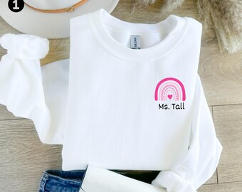 Sudadera personalizada con apellido de maestro, camiseta con nombre de maestro, suéter de maestra, camiseta linda para maestro, suéter de agradecimiento para maestro, regalo para maestro