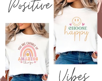 Sweater positieve affirmatie, trui geestelijke gezondheid, cadeau positieve vibes, bevestiging ronde hals, shirt vriendelijkheid, sweater zelfliefde