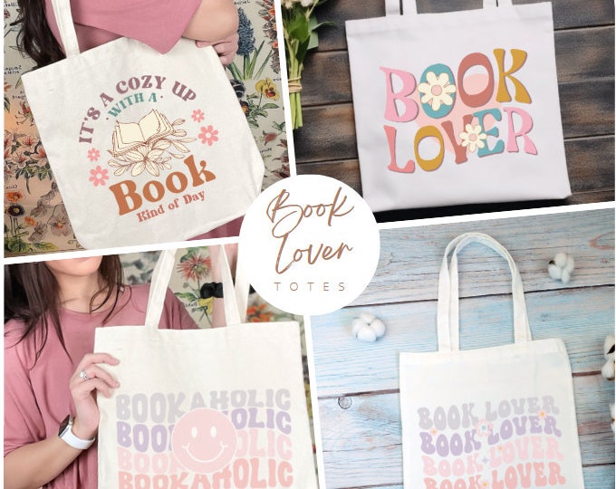 Book Lover Tote Bag, Custom Book Lover Tote, Bookworm Gift Bag, School Library Bag, Bookish Tote Bag, Book Lover book bag, Gift for her