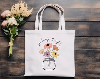 Grow Positive Thoughts tote bag, positive affirmation bag, positive self care, eco friendly, reusable bag, tote bag, inspirational quote