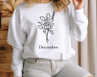 Custom Birth Month Flower Sweatshirt, Personalized Flower Hoodie, Birthday Outfit Gifts, Cute Wildflower Clothes Gifts, Birthday Gift