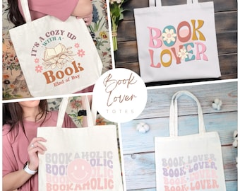 Book Lover Tote Bag, Custom Book Lover Tote, Bookworm Gift Bag, School Library Bag, Bookish Tote Bag, Book Lover book bag, Gift for her