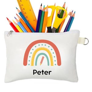 Trousse personnalisée pour la rentrée des classes, fournitures scolaires, trousse à crayons personnalisée pour enfants, cadeau pour les enfants, retour à l'école, pochette à fermeture éclair, sac en toile