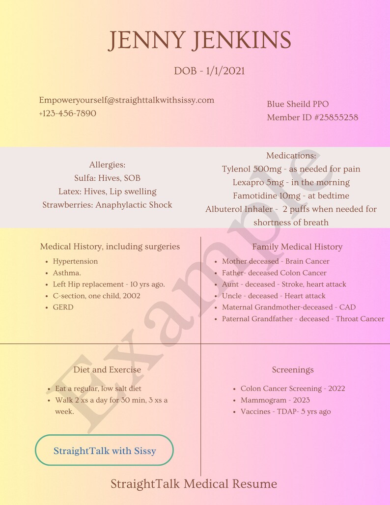 The Straighttalk Medical Resume - Etsy