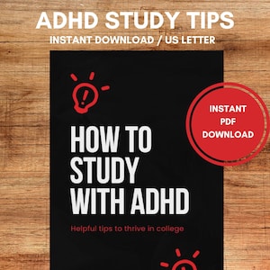 ADHD Study Guide Tips for College Students / Instant Download