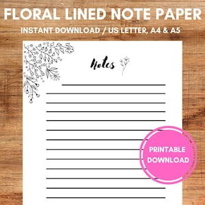 Eleve sua experiência de anotações com nossa folha completa de papel para caderno com forro floral – Felicidade Botânica! / Tamanhos Carta EUA, A4, A5
