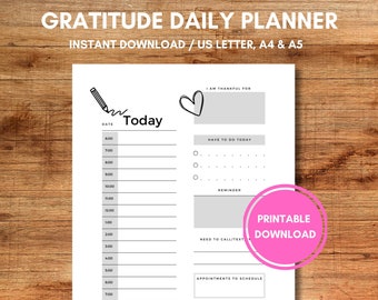 Tacksamhet Timplanerare – Utskrivbar PDF, US Letter, A4, A5