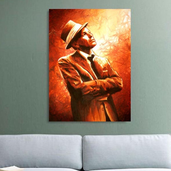 Frank Sinatra Canvas Wall Art, Old Hollywood Artist Posters, Music Room Wall Decor, Musician, Ready To Hang, Frank Sinatra Print, New Jersey