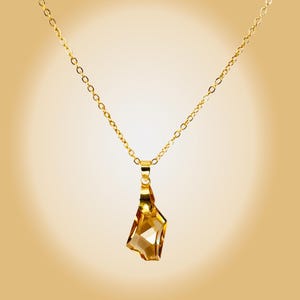 Swarovski Golden Shadow De-Art Crystal Pendant Necklace on 14K Gold Filled Link Chain