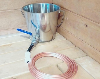 Best steam in your sauna! 1 Gallon stainless steel sauna bucket with stove copper water line.
