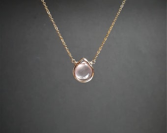 Collier en quartz rose, pendentif en argent 925, bijoux faits main, collier de pierres précieuses roses, pendentif femme délicat, collier avec pierre de naissance, cadeau pour elle