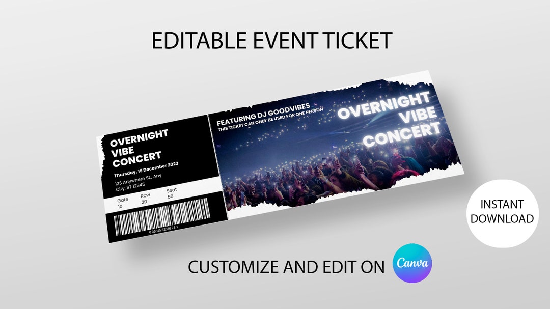 Editable Event Ticket Template DIY Event Ticket Custom Event Etsy